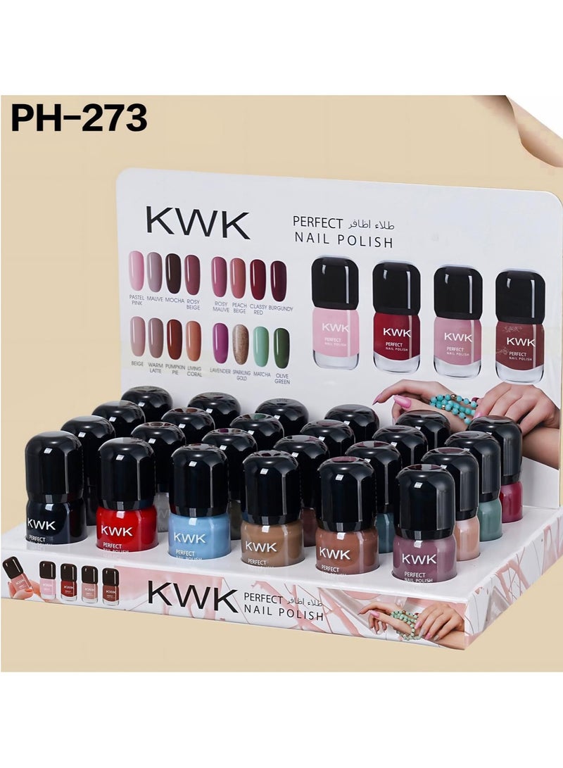 طقم طلاء اظافر يحتوي على 24 قطعة متعددة الألوان