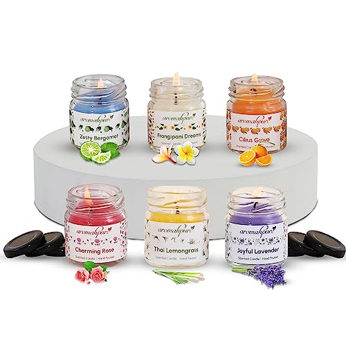 Aromahpure Scented Candles (60 Hours) (100% Natural Wax) | Joyful Lavender, Citrus Grove, Earth Scents, Charming Rose, Thai Lemongrass, Prince of Citrus Fragrance Candles for Home & Gift Sets - Image 1