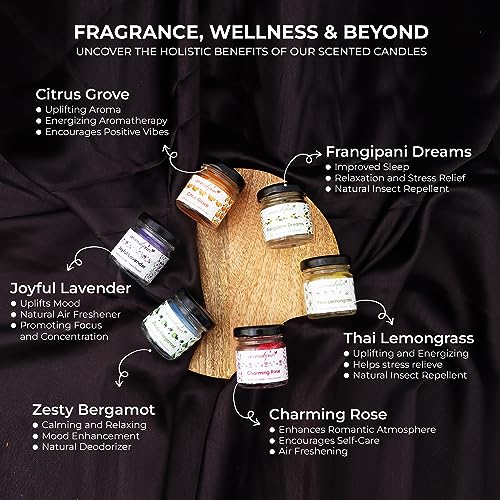 Aromahpure Scented Candles (60 Hours) (100% Natural Wax) | Joyful Lavender, Citrus Grove, Earth Scents, Charming Rose, Thai Lemongrass, Prince of Citrus Fragrance Candles for Home & Gift Sets - Image 4