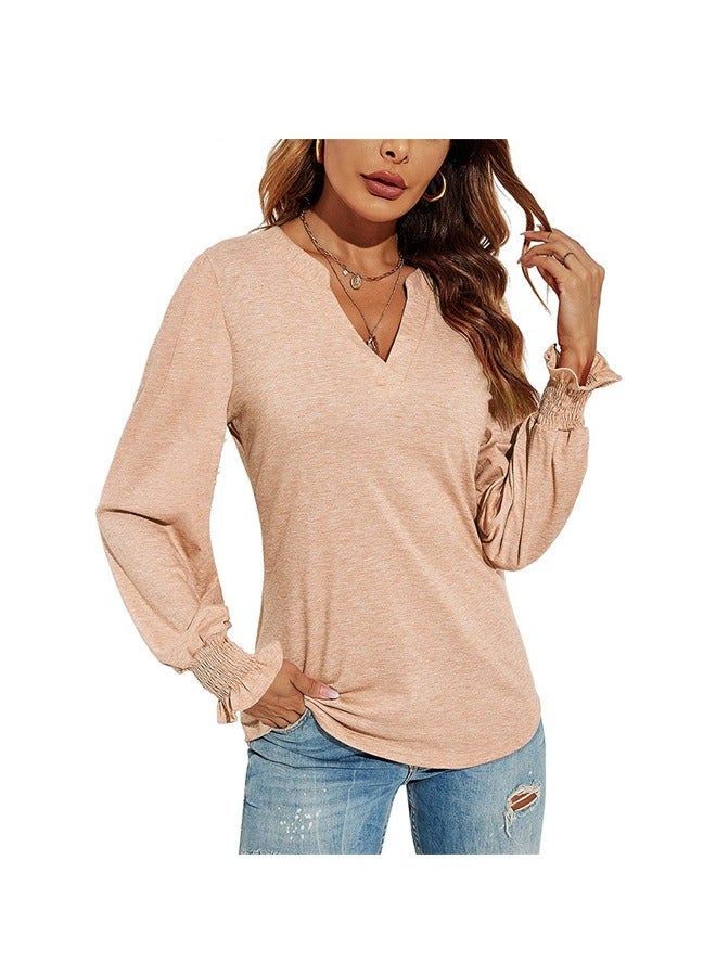 NIBEMINENT V-Neck Basic Casual Long Sleeve T-Shirt - Image 1
