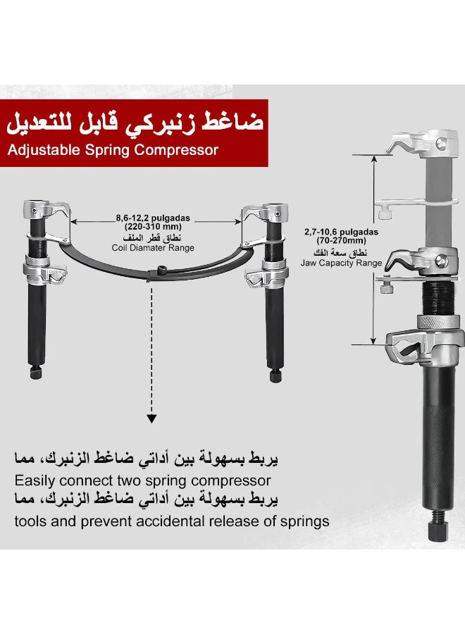 2PCS Heavy Duty MacPherson Strut Coil Spring Compressor Tool Set, 2200Lbs Capacity, 27cm Jaw Opening, Ultra Rugged Spring Compression Tool with Safety Guard for Car, Truck, Motorcycle, ATV - Image 4