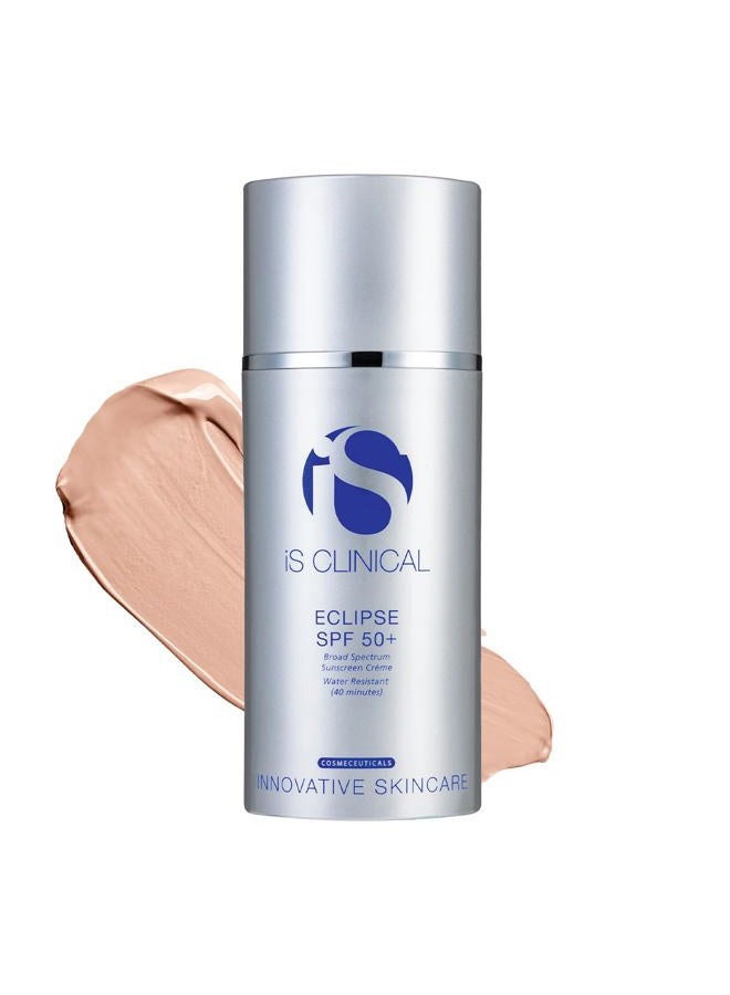 iS CLINICAL Eclipse SPF 50+ Sunscreen, Zinc Oxide tinted beige sunscreen, ultra sheer non-greasy matte finish sun cream for face - Image 1
