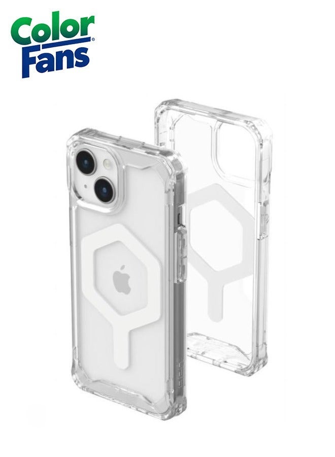 كولور فانس غطاء واقي شفاف متين وشفاف متين مقاوم للاصفرار لهاتف آيفون 15 آيفون 15 جليد/أبيض مع مغناطيس مدمج مضاد للاصفرار - Image 1