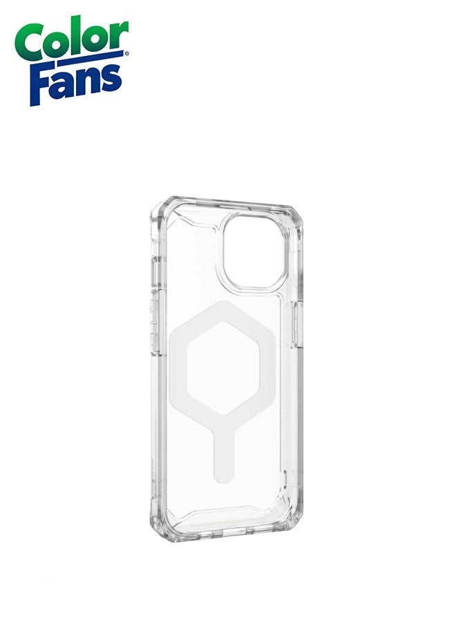 كولور فانس غطاء واقي شفاف متين وشفاف متين مقاوم للاصفرار لهاتف آيفون 15 آيفون 15 جليد/أبيض مع مغناطيس مدمج مضاد للاصفرار - Image 4
