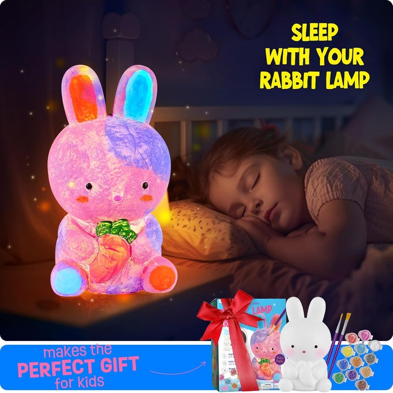 ONE TO FOUR Paint Own Bunny Lamp Kit, Art Supplies Arts & Crafts Kit, Painting kit for Kids 6-12, Arts and Crafts for Kids Ages 8-12, Toys Girls Boy Birthday Gift Ages 6 7 8 9 10 11 12+ - Image 5
