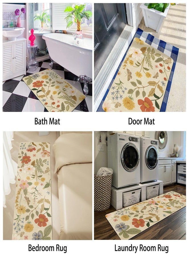 Xsinufn Boho Kitchen Mat Set of 2,Strawberry Floral Modern Farmhouse Kitchen Rugs and Mats Non Skid Washable,Bohemia Runner Rugs with Rubber Backing for Kitchen Decor Accessories (17"x47"+17"x30") - Image 5