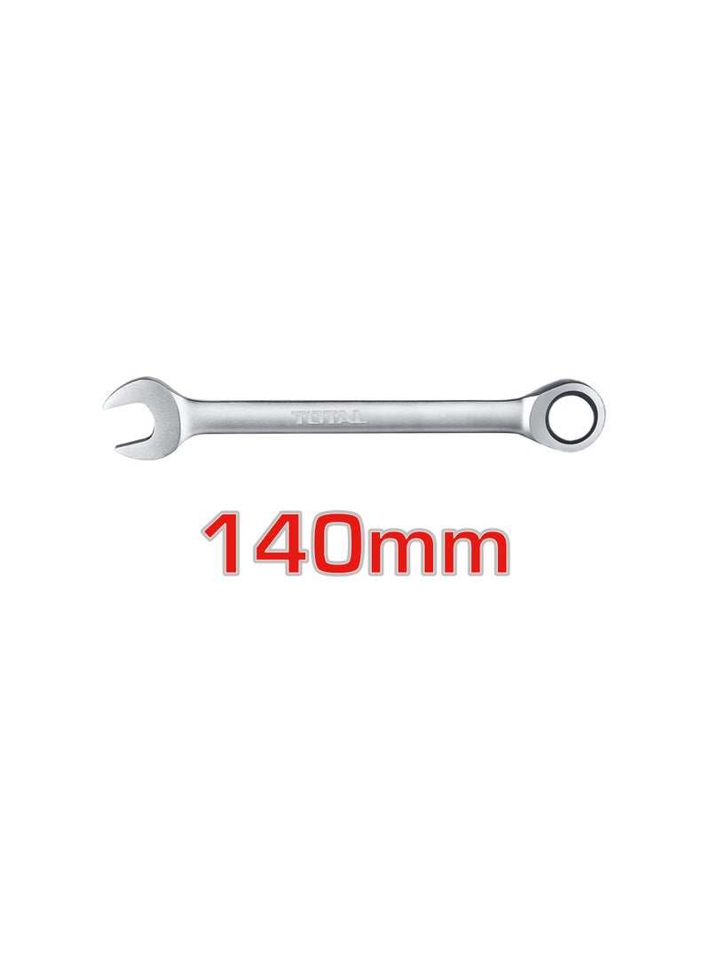 توتال مفتاح ترّس من توتال مقاس 8 مم، مصنوع من فولاذ كروم-فاناديوم (Cr-V)، مطلي بالكروم بتشطيب غير لامع، مزود بترّس 72 سن مع رأس كروم-مولبدنوم (Cr-Mo)، بطول 140 مم - Image 4