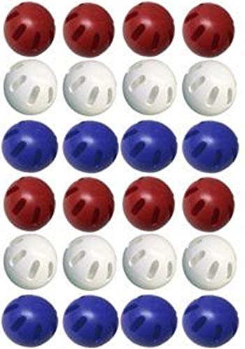 WIFFLE Ball Bulk Pack of 24 Balls Includes Set of 8 Each Official Red White and Blue Balls USA Outdoor Game Limited Edition with Bonus Wristband - Image 1