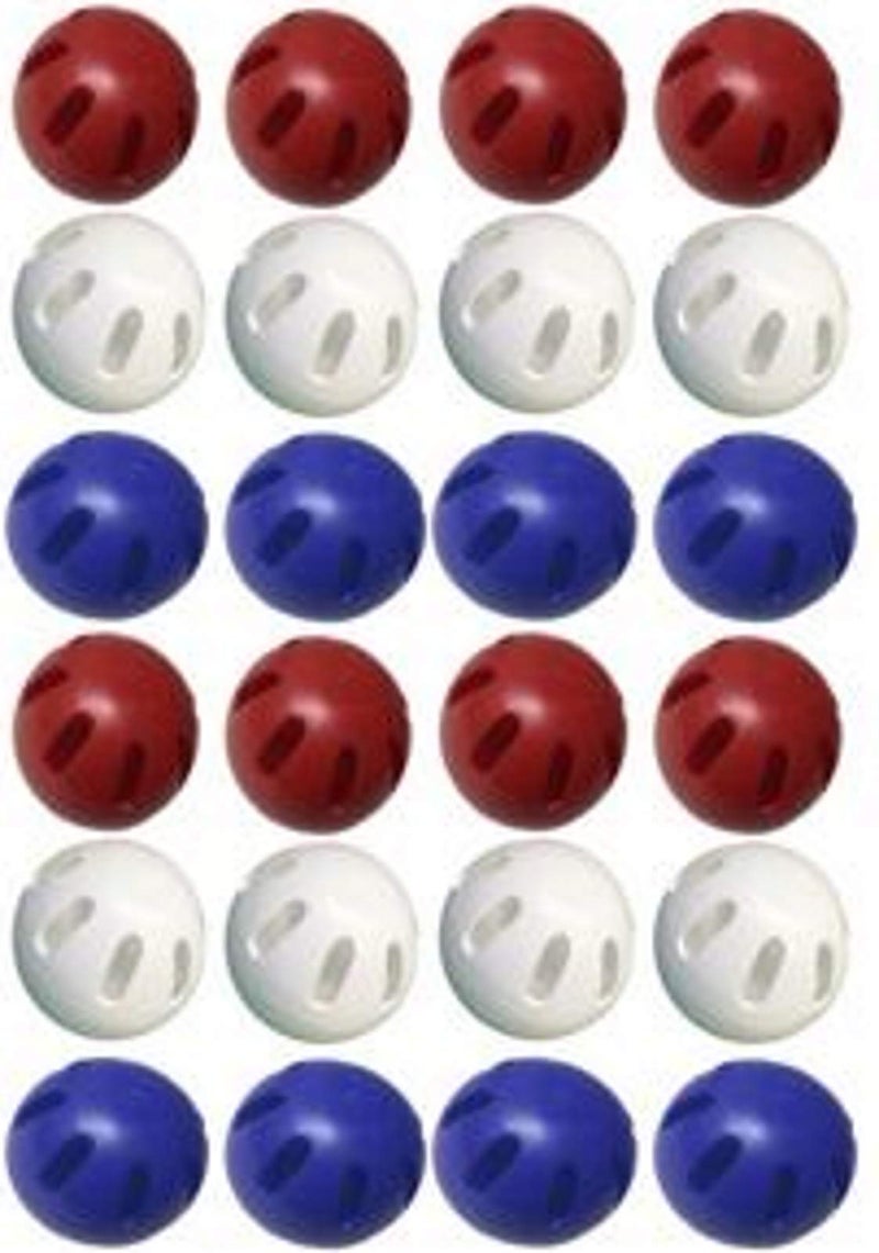 WIFFLE Ball Bulk Pack of 24 Balls Includes Set of 8 Each Official Red White and Blue Balls USA Outdoor Game Limited Edition with Bonus Wristband - Image 2