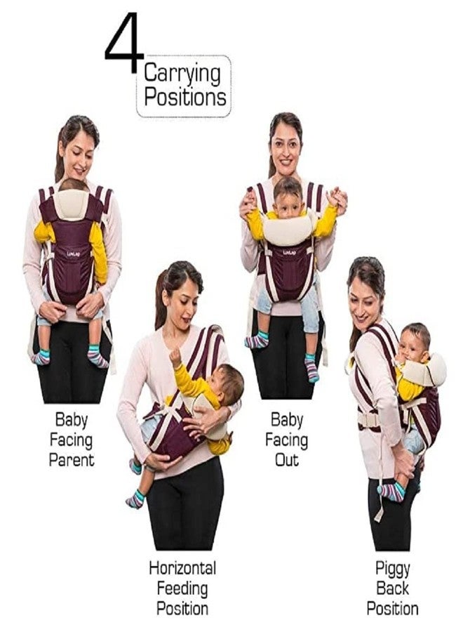 SKMODEL STYLISH Kid Adjustable Hands-Free 4-In-1 Baby Carrier Cum Kangaroo Bag With Comfortable Head Support & Buckle Straps For 0-18 Months Baby (Maroon) - Image 3