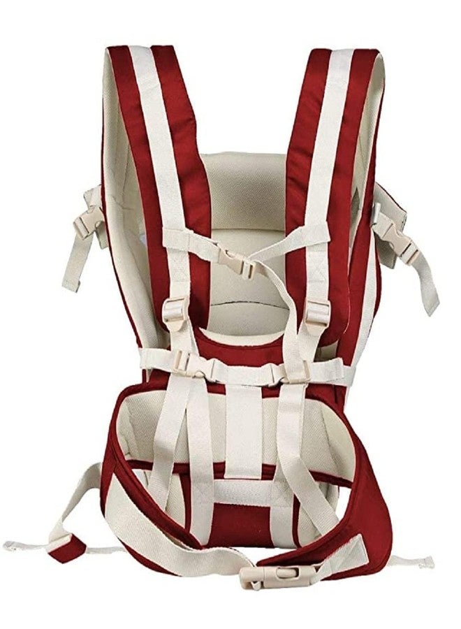 SKMODEL STYLISH Kid Adjustable Hands-Free 4-In-1 Baby Carrier Cum Kangaroo Bag With Comfortable Head Support & Buckle Straps For 0-18 Months Baby (Maroon) - Image 2