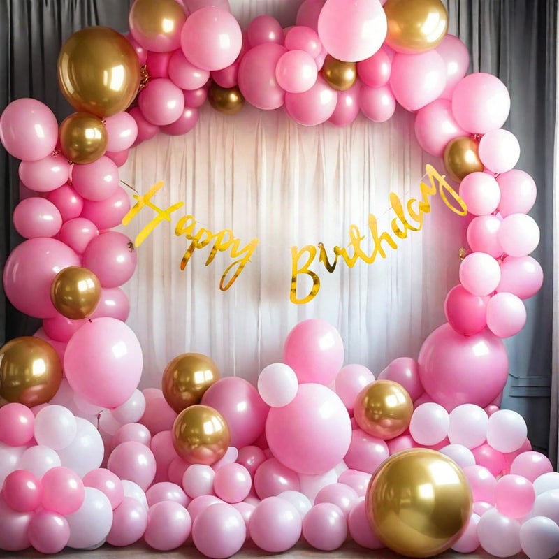 PIHU AND DITYA TRADING 51 pcs set Birthday Decoration Item Happy Birthday Decoration Kit For Girl Pink Themed Birthday Decorations Combo For Kids Women Wife Balloons... - Image 1