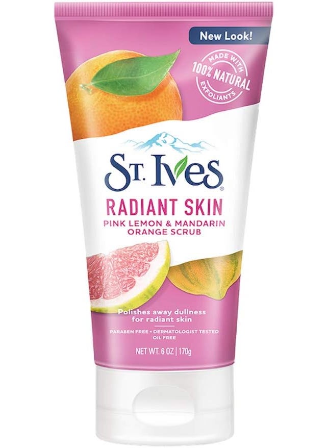 ST. Ives St Ives Radiant Skin Face Scrub For Dull Skin Pink Lemon and Mandarin Orange DermatologistTested Face Wash Scrub With 100 percent Natural Exfoliants 6 oz 