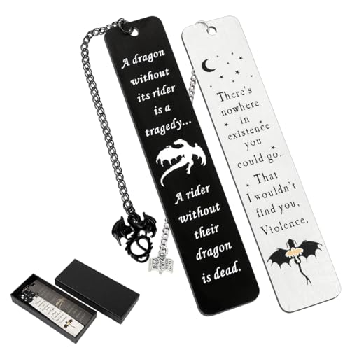 Climberty® 2Pcs Fourth Wing Bookmark with Gift Box, Flying Dragon Metal Bookmark with Tassel Stainless Steel Bookmarks Gifts for Women Men Couple Book Accessories Gift for Teachers by Students - Image 1