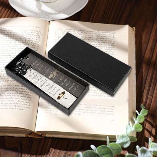 Climberty® 2Pcs Fourth Wing Bookmark with Gift Box, Flying Dragon Metal Bookmark with Tassel Stainless Steel Bookmarks Gifts for Women Men Couple Book Accessories Gift for Teachers by Students - Image 4