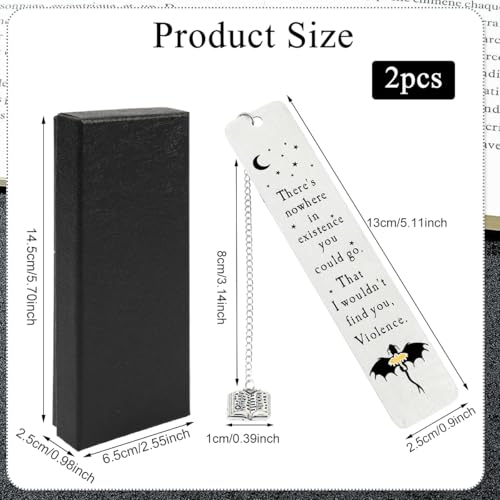 Climberty® 2Pcs Fourth Wing Bookmark with Gift Box, Flying Dragon Metal Bookmark with Tassel Stainless Steel Bookmarks Gifts for Women Men Couple Book Accessories Gift for Teachers by Students - Image 2