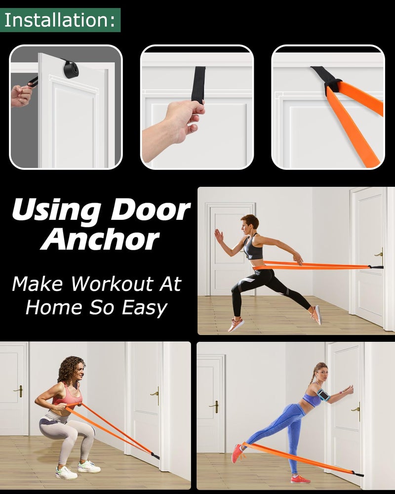 Zacro Resistance Bands, 6 Resistance Levels Pull Up Assistance Bands, Exercise Bands for Men&Women, Heavy Duty Resistance Band Set with Door Anchor, for Working Out, Muscle Training, Physical Therapy - Image 5