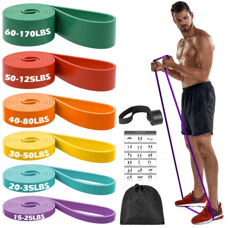 Zacro Resistance Bands, 6 Resistance Levels Pull Up Assistance Bands, Exercise Bands for Men&Women, Heavy Duty Resistance Band Set with Door Anchor, for Working Out, Muscle Training, Physical Therapy - Image 1