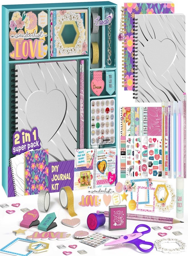 LAOESE 2-Pack DIY Journal Kit for Girls - Birthday Easter Gifts for Girls 8 9 10 11 12 13 14 Years Old - Arts & Crafts for Teen Girl Gifts Trendy Stuff - Scrapbook & Diary Supplies Toys Set - Image 1