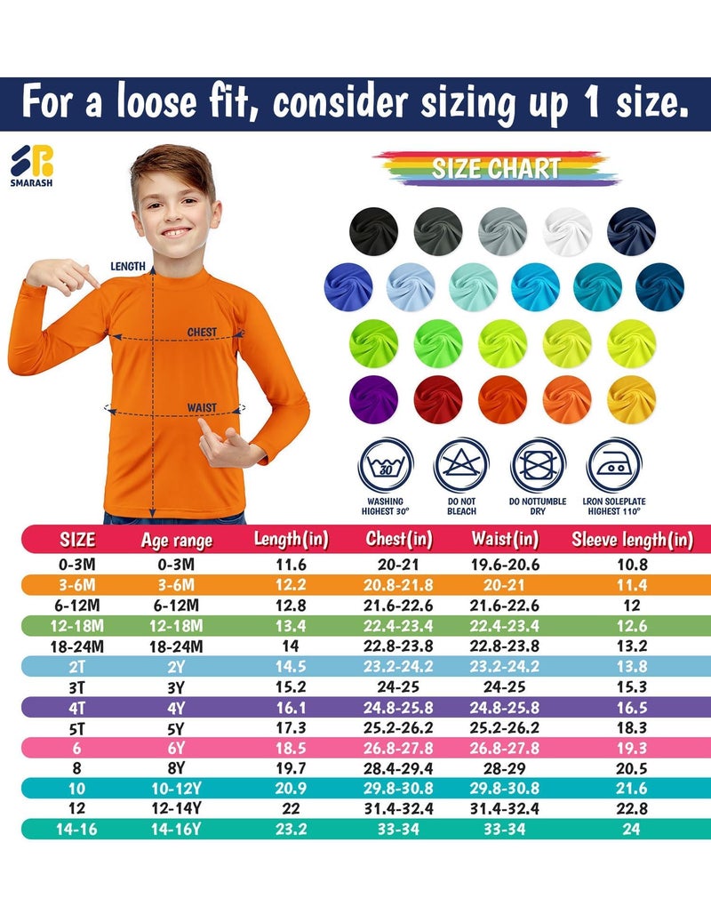 Smarash Boys Swim Shirts UPF 50+ Rash Guard Long Sleeve Quick Dry UV Protection Surfing Shirt Pool Bathing Shirt for 8 Years Vivid Orange - Image 4