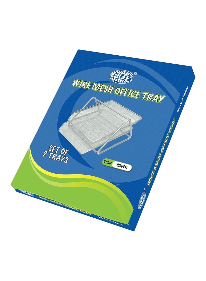 FIS Wire Mesh Office Trays Set of 2 Trays, Silver Color, Suitable for A4 Documents - FSOT101SL - Image 2