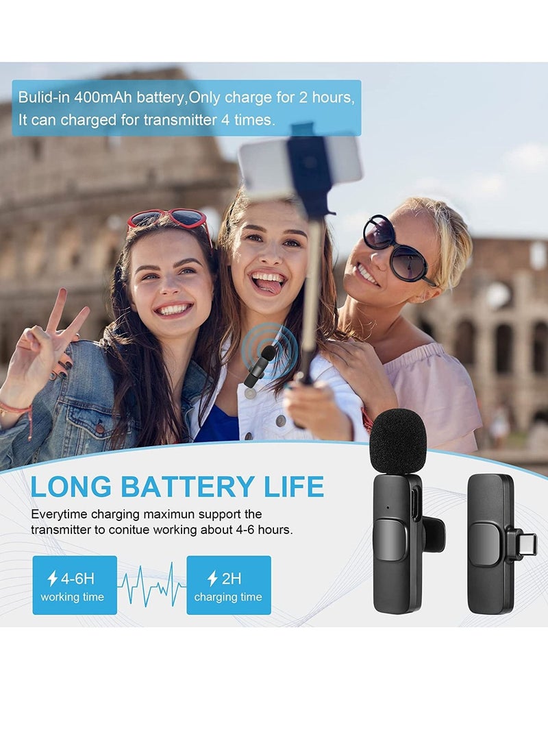 Wireless Lavalier Microphone for Type-C Phone, Plug-Play Wireless Mic with 2 Microphone for USB-C Android Phone Video Recording, Interview, Vlog - Image 3