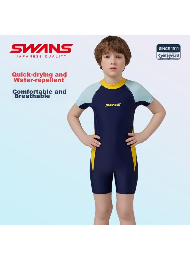 Speed Vision Swans Children's Swimsuit, Boys' One-piece Square-leg Swimwear, Surfing Swimwear, For Older Children And Toddlers, Swimming Trunks, Size 130 - Image 4