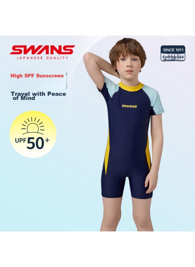 Speed Vision Swans Children's Swimsuit, Boys' One-piece Square-leg Swimwear, Surfing Swimwear, For Older Children And Toddlers, Swimming Trunks, Size 130 - Image 2