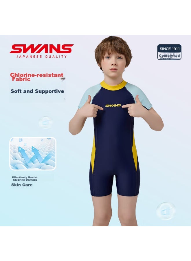 Speed Vision Swans Children's Swimsuit, Boys' One-piece Square-leg Swimwear, Surfing Swimwear, For Older Children And Toddlers, Swimming Trunks, Size 130 - Image 3