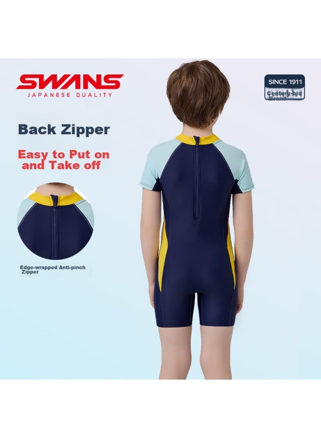 Speed Vision Swans Children's Swimsuit, Boys' One-piece Square-leg Swimwear, Surfing Swimwear, For Older Children And Toddlers, Swimming Trunks, Size 130 - Image 5