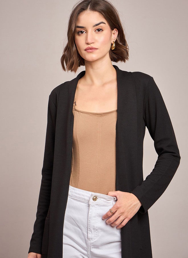 SASSAFRAS Black Longline Shrug for Women - Image 3