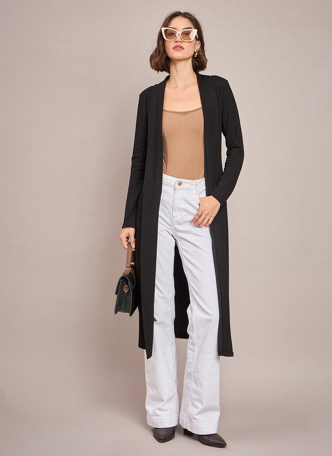 SASSAFRAS Black Longline Shrug for Women - Image 2
