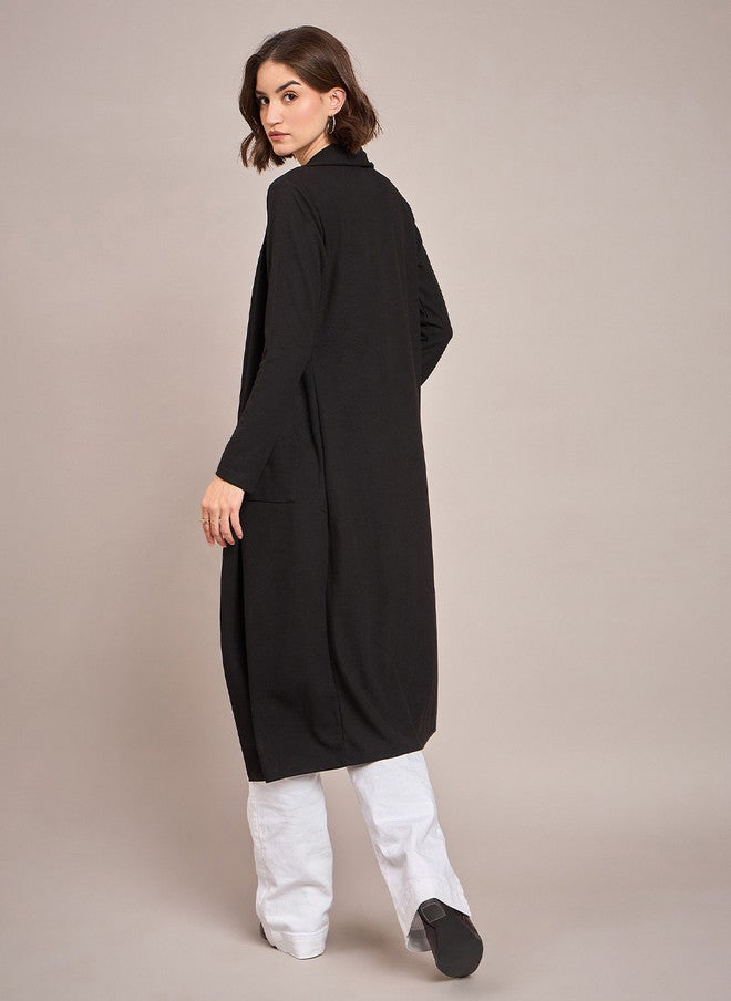 SASSAFRAS Black Longline Shrug for Women - Image 5