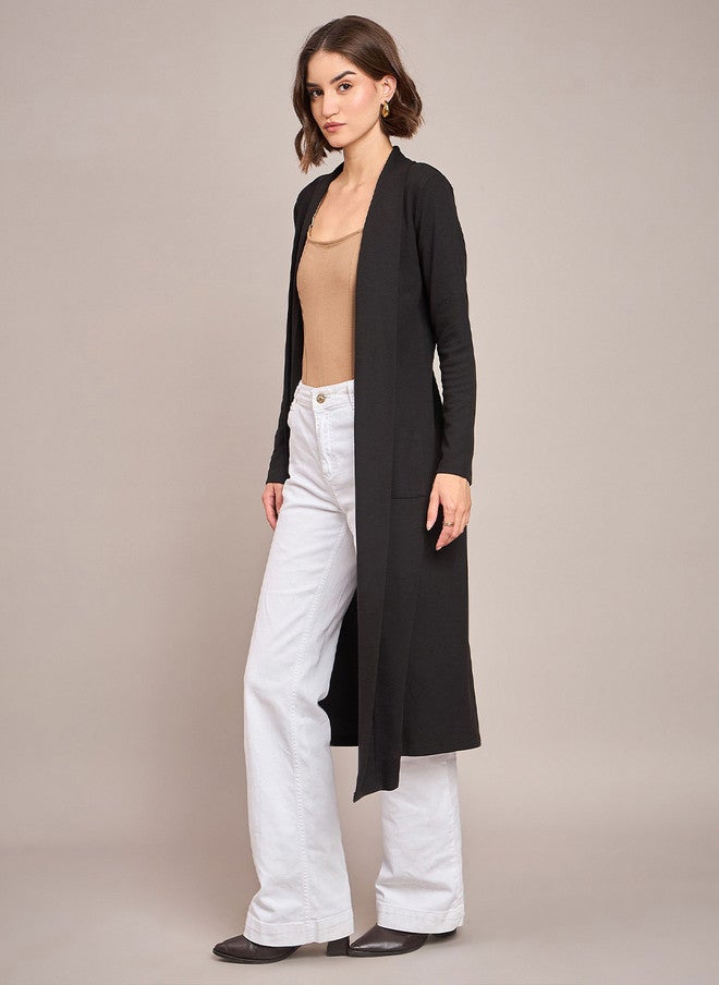 SASSAFRAS Black Longline Shrug for Women - Image 4