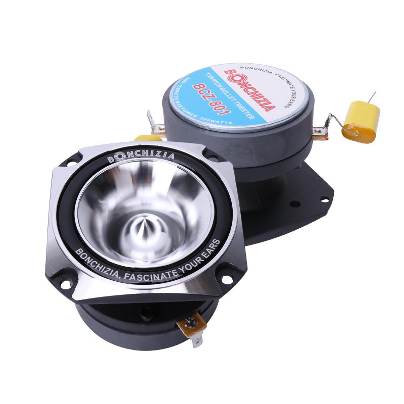 BONCHIZIA Super tweeters, Bullet Tweeters for Car Audio, 1 inch Tweeters, Speakers Car Audio, High Compression Titanium Super Bullet Tweeter with Crossover Capacitor (Pair) Loudspeakers - Image 1