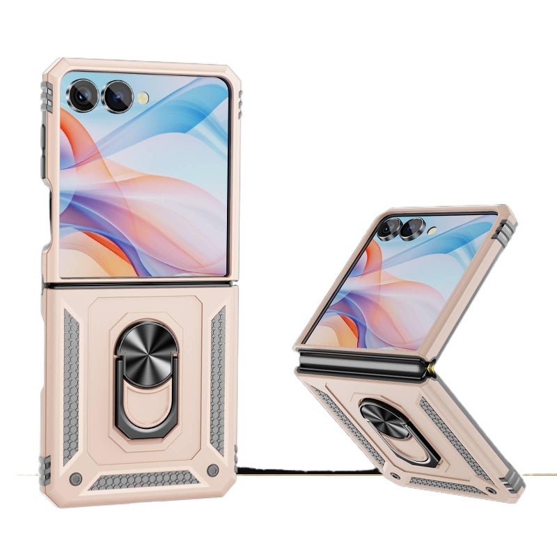 Silicone Protective for Samsung Galaxy Z Flip 7 with Kickstand and Full Coverage in Apricot for Work and School - Image 1