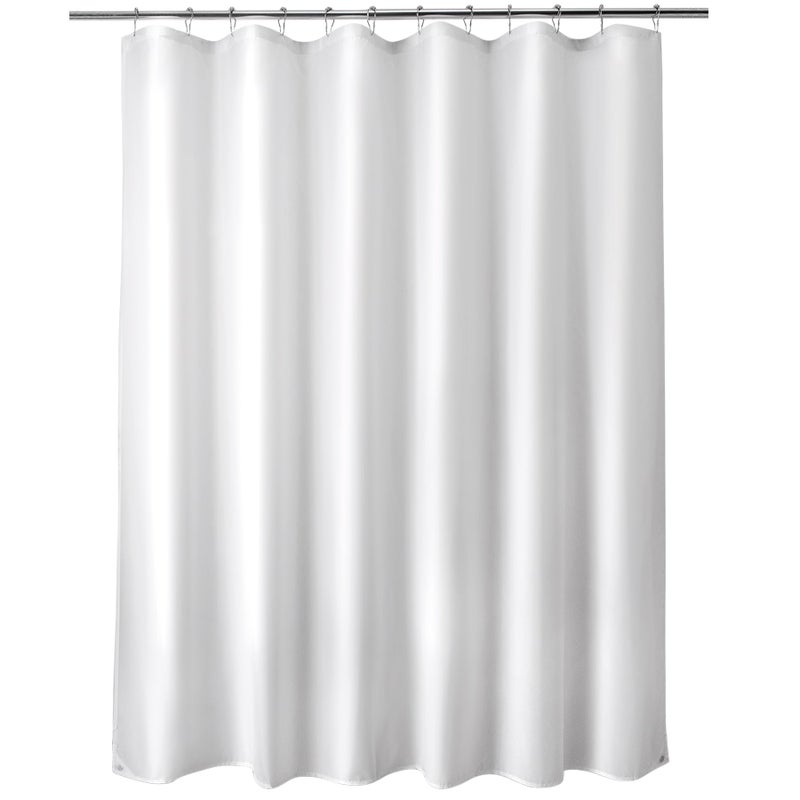 Titanker Fabric Shower Curtain Liner Washable, 72 x 65 Inches, White Shower Liner Fabric with 2 Magnets, Bathroom Polyester Shower Liner Waterproof Soft Lightweight, White - Image 1