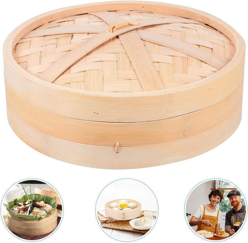 Steamer with Lid Waist Kitchen Cooking Tool for Dumplings Dim Sum and Vegetables Heat Resistant Easy to Clean Traditional Chinese Steaming Basket - Image 4