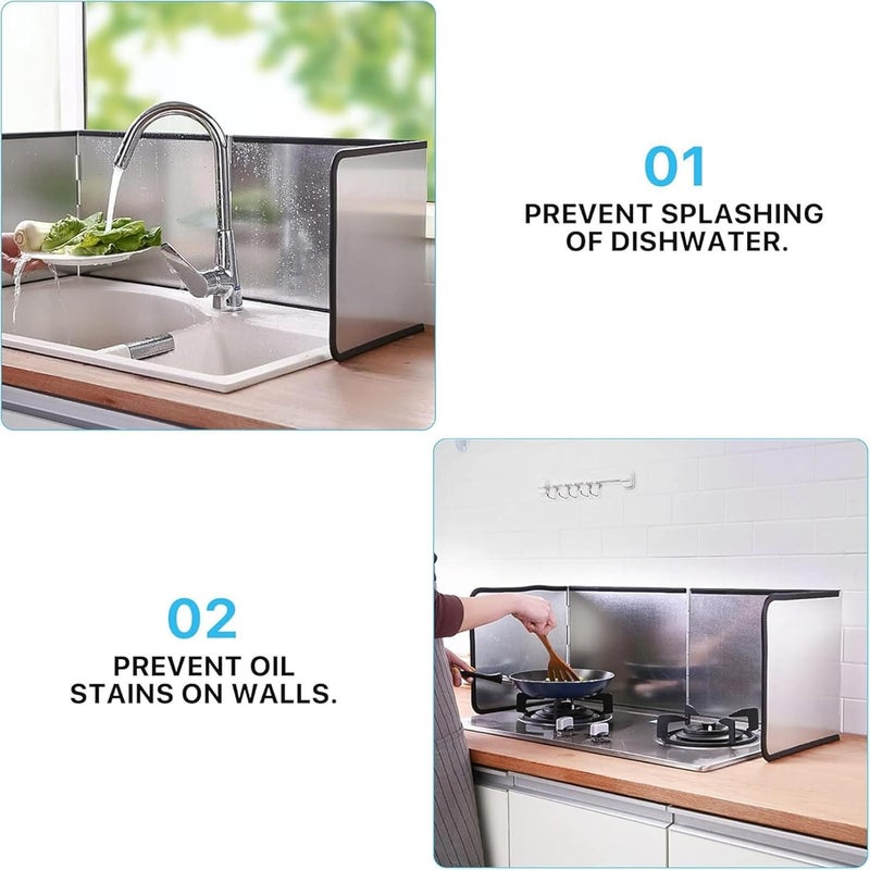 SUNGOOYUE Stove Splatter Guard, Foldable Stainless Steel Grease Splatter Screen with Heat Insulation for Kitchen Cooking, Zinc Iron Rustproof Backsplash Protector - Image 4