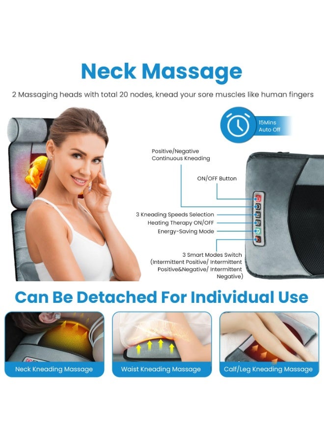 Full Body Massage Mat with Heat & Neck Lumbar Massager Pillow,Multifunctional Back Heated Mattress Pad with 9 Massage Modes, for Neck Back Leg Pain Relief - Image 4