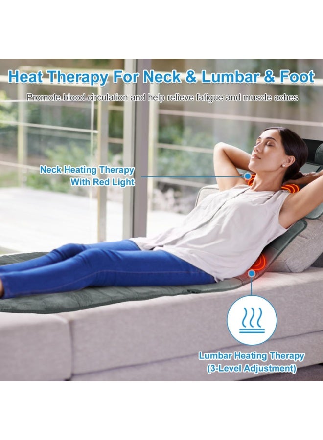 Full Body Massage Mat with Heat & Neck Lumbar Massager Pillow,Multifunctional Back Heated Mattress Pad with 9 Massage Modes, for Neck Back Leg Pain Relief - Image 3