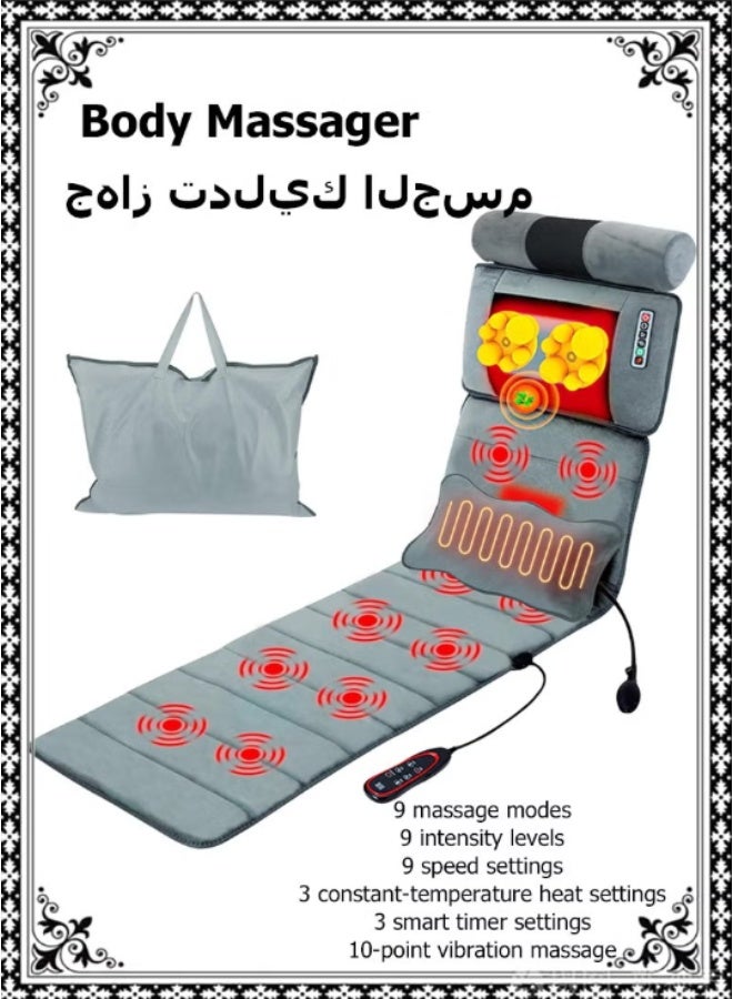 Full Body Foldable Massage Mat,Electric Massage Mats,Full Body Massage Mat With Heat,Heat Deep Kneading Back Massage Chair Pad ,9 Massage Modes For Neck Back Leg Pain Relief Calf Muscle Relaxation - Image 1