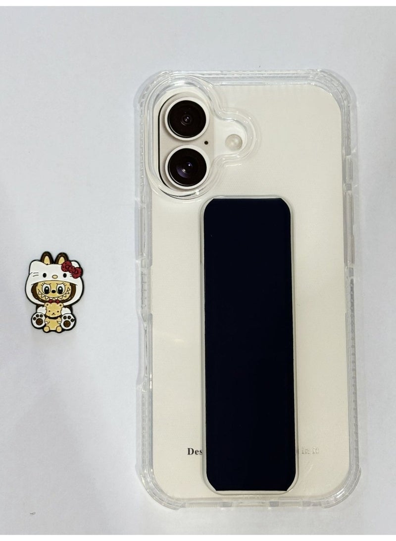 مجسيف جراب شفاف لهاتف Apple IPhone 17 مزود بمسند وحامل وملصق عشوائي كهدية - Image 1