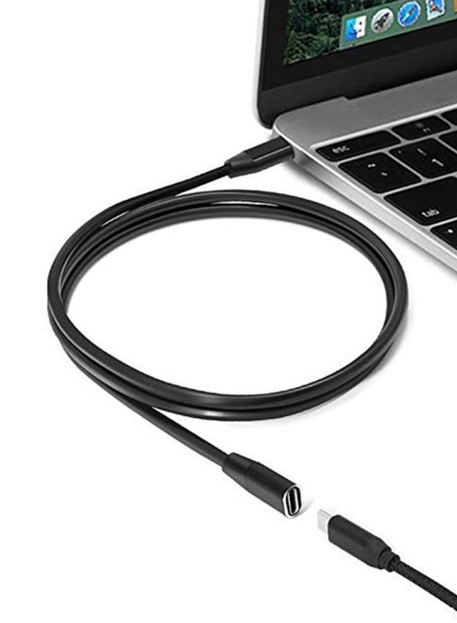 USB Type-C Male To Female Extension Cable Black - Image 2