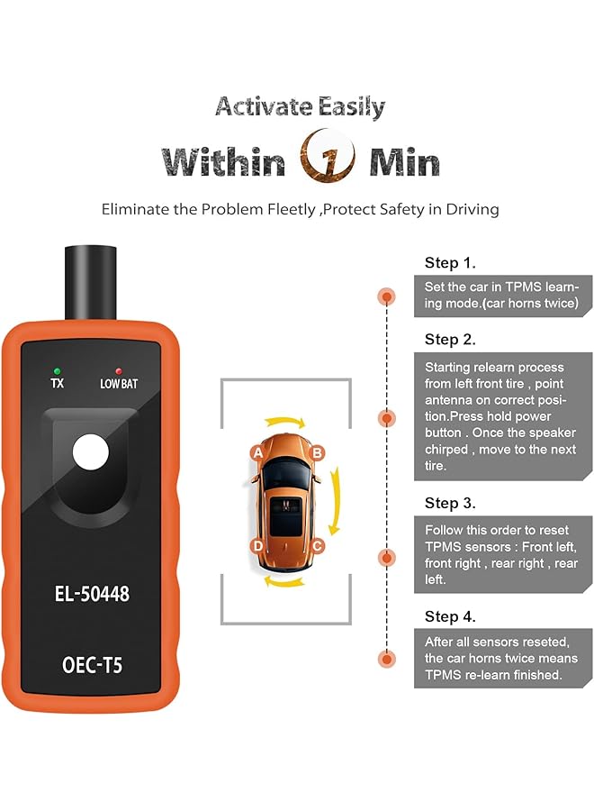 Excefore Auto Tire Sensor Pressure Monitor System Programming Training Activation Tool Automotive Oec-T5 El For Gm/Chevy/Cadillac Series Vehicles - Image 4