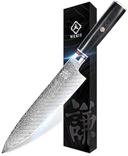 Damascus Chef Knife Japanese Chefs Knife 8 Inch VG10 Kitchen Knife 67Layer High Carbon Stainless Steel Knife Ergonomic Superb Edge Retention Gyuto Chefs Knives with Gift Box
