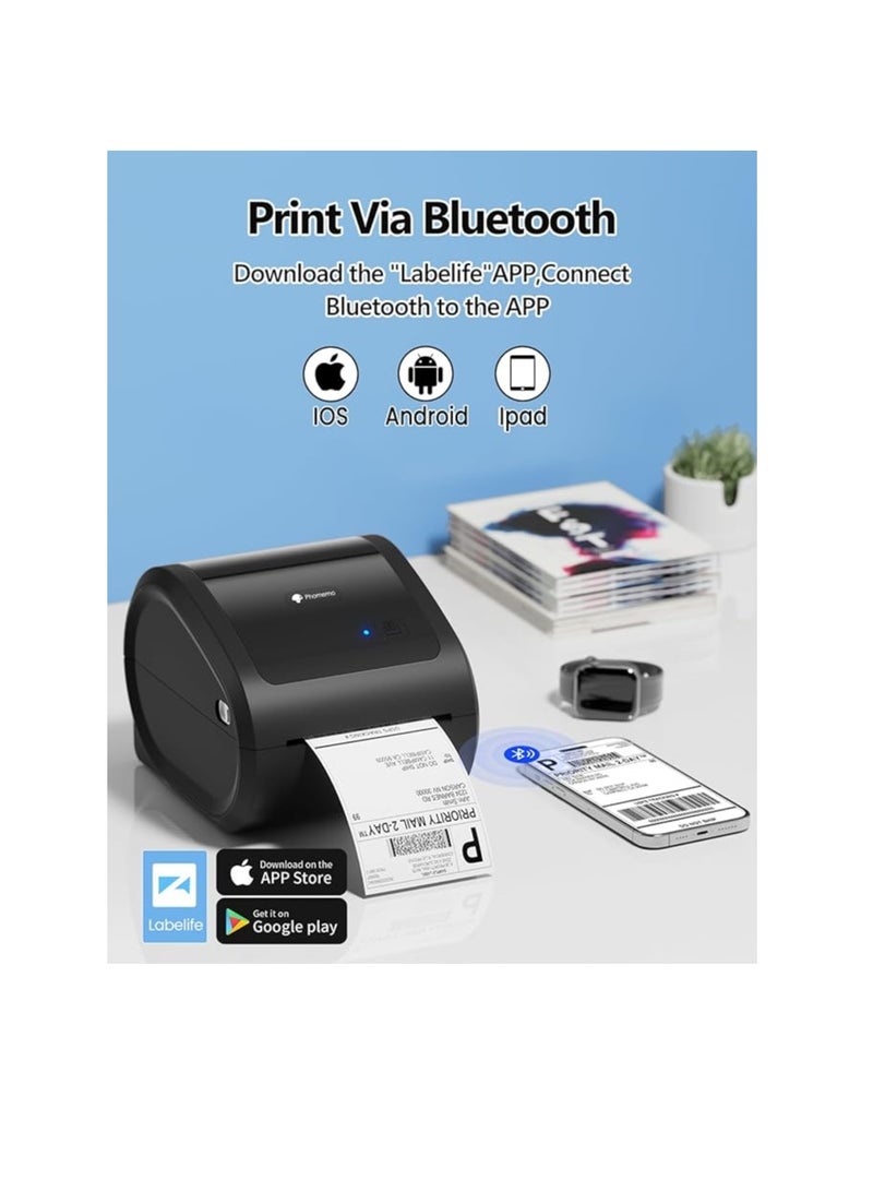 AIMO طابعة ملصقات حرارية بلوتوث 4X6 - D520BT طابعة ملصقات شحن لاسلكية مع حامل مدمج، صانع ملصقات حرارية لطرود الشحن المرتجعة - Image 3