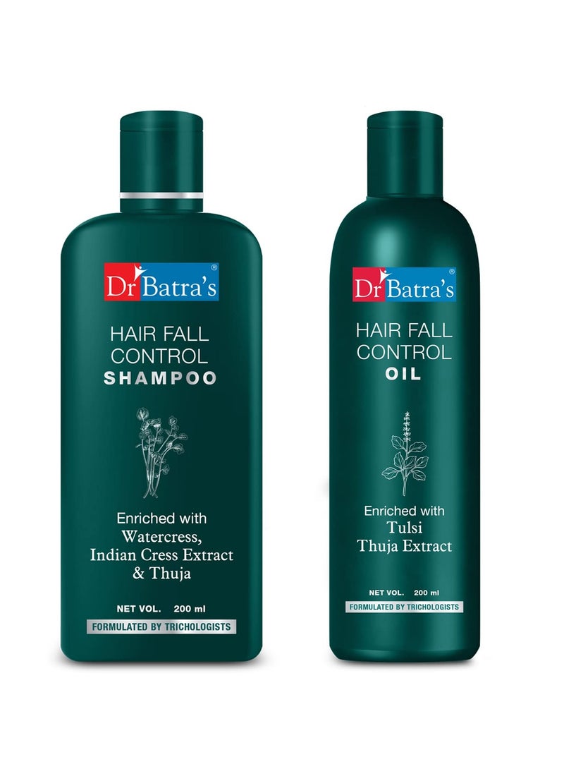 Dr Batra's Hair Fall Control Oil Shampoo Hair oil for Healthier scalp Enriched with Thulsi Brahmi Thuja Controls damaged scalp Hair oil for nourishment 200 ml - Image 1