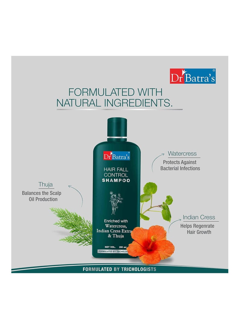 Dr Batra's Hair Fall Control Oil Shampoo Hair oil for Healthier scalp Enriched with Thulsi Brahmi Thuja Controls damaged scalp Hair oil for nourishment 200 ml - Image 3