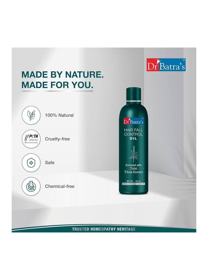 Dr Batra's Hair Fall Control Oil Shampoo Hair oil for Healthier scalp Enriched with Thulsi Brahmi Thuja Controls damaged scalp Hair oil for nourishment 200 ml - Image 4